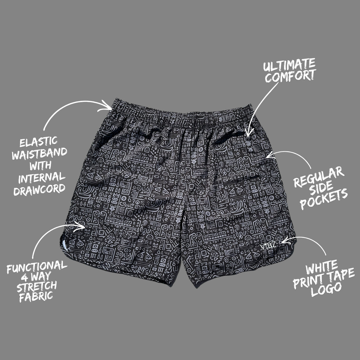 Cross Shorts Black Aztec