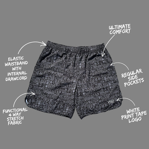 Cross Shorts Black Aztec